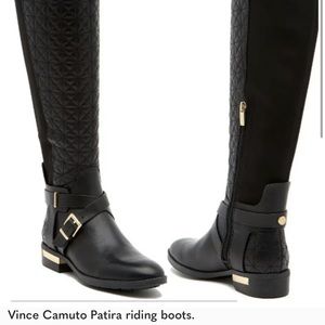 Knee High Riding Boots - Leather and Gold